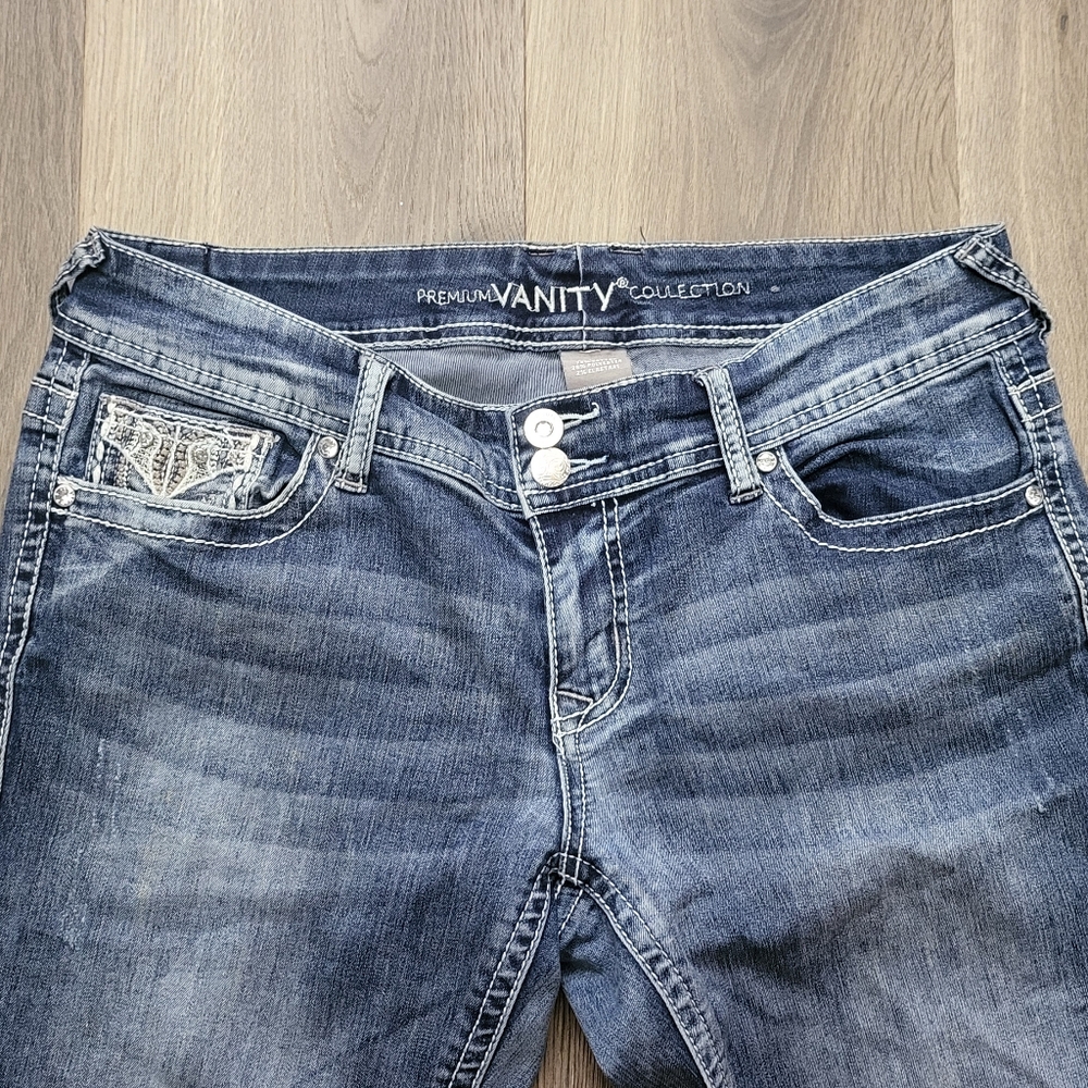 Premium Vanity Dark Blue Flared Jeans for Women Size 28W/31L